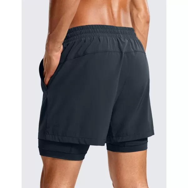 CRZ YOGA 2 in 1 Mens Athletic Shorts 5 with Liner Quick Dry Lightweight Running Sports Gym Shorts with PocketsTrue Navy
