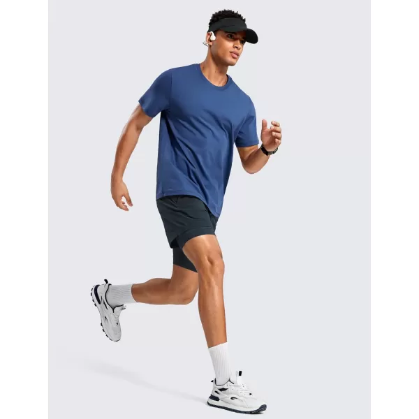 CRZ YOGA 2 in 1 Mens Athletic Shorts 5 with Liner Quick Dry Lightweight Running Sports Gym Shorts with PocketsTrue Navy