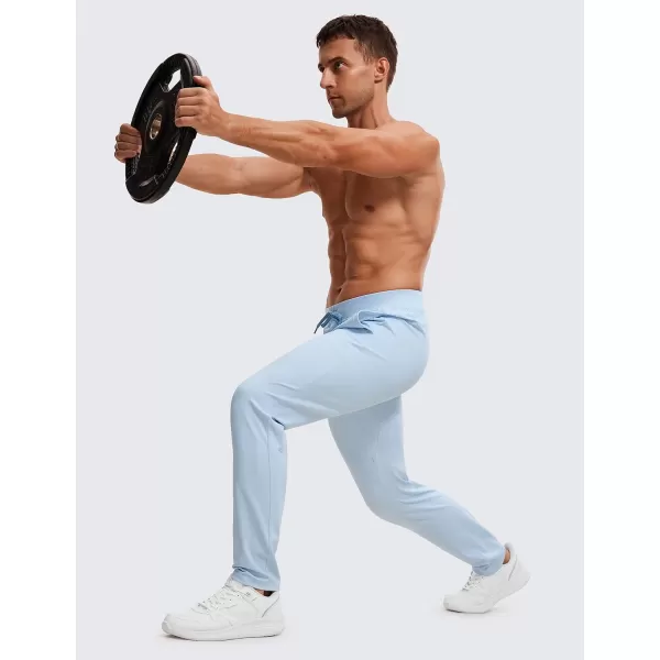 CRZ YOGA 4Way Stretch Athletic Pants for Men 30quot Workout Lounge Casual Work Jogger Pants with Zip PocketChambray Blue