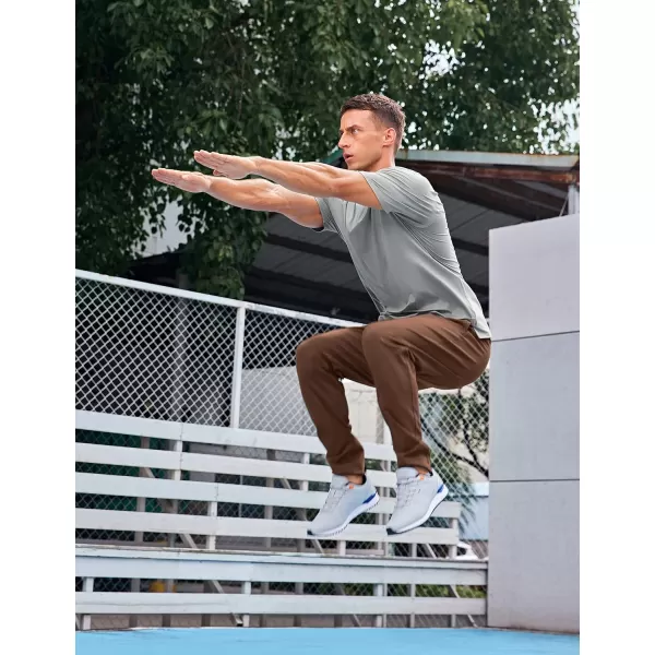 CRZ YOGA 4Way Stretch Athletic Pants for Men 30quot Workout Lounge Casual Work Jogger Pants with Zip PocketDark Brown