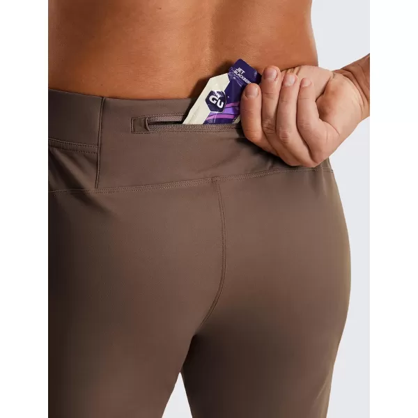 CRZ YOGA 4Way Stretch Athletic Pants for Men 30quot Workout Lounge Casual Work Jogger Pants with Zip PocketDark Olive Brown