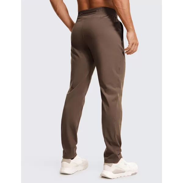 CRZ YOGA 4Way Stretch Athletic Pants for Men 30quot Workout Lounge Casual Work Jogger Pants with Zip PocketDark Olive Brown