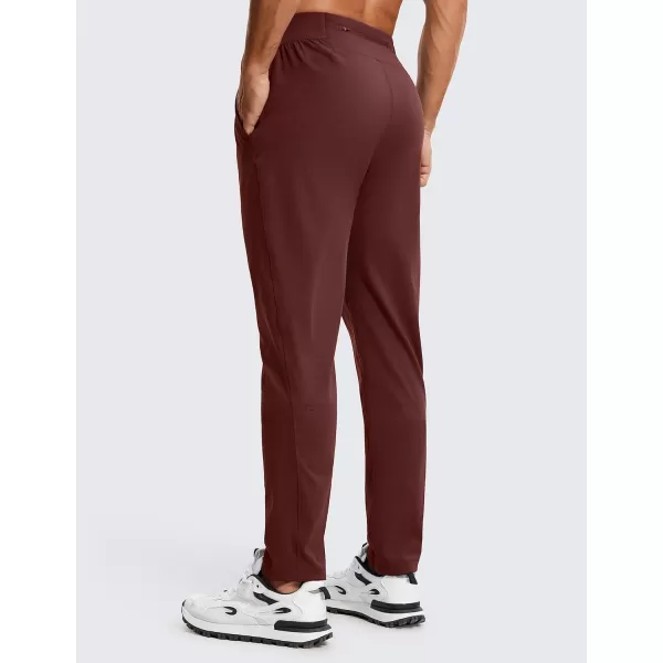 CRZ YOGA 4Way Stretch Athletic Pants for Men 30quot Workout Lounge Casual Work Jogger Pants with Zip PocketDark Red