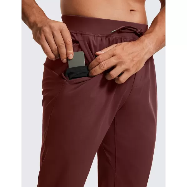 CRZ YOGA 4Way Stretch Athletic Pants for Men 30quot Workout Lounge Casual Work Jogger Pants with Zip PocketDark Red