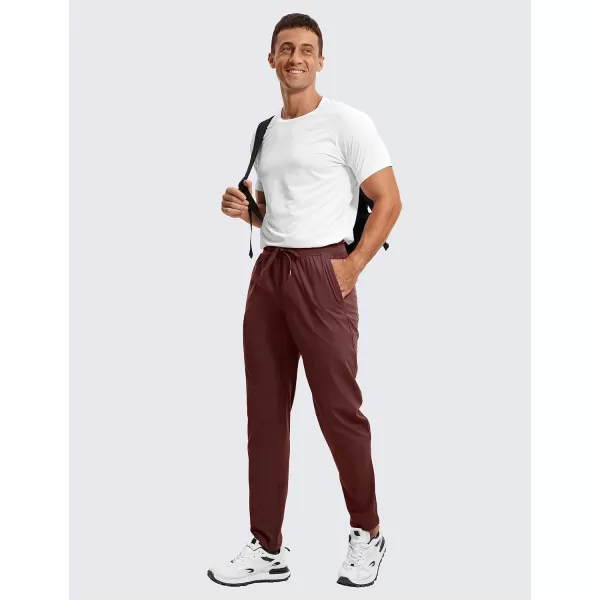 CRZ YOGA 4Way Stretch Athletic Pants for Men 30quot Workout Lounge Casual Work Jogger Pants with Zip PocketDark Red
