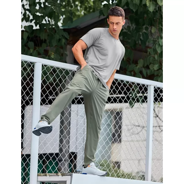 CRZ YOGA 4Way Stretch Athletic Pants for Men 30quot Workout Lounge Casual Work Jogger Pants with Zip PocketGrey Sage