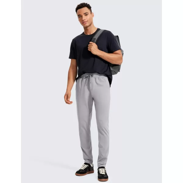 CRZ YOGA 4Way Stretch Athletic Pants for Men 30quot Workout Lounge Casual Work Jogger Pants with Zip PocketGull Gray