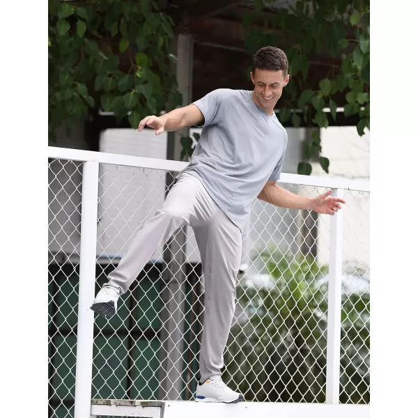 CRZ YOGA 4Way Stretch Athletic Pants for Men 30quot Workout Lounge Casual Work Jogger Pants with Zip PocketGull Gray
