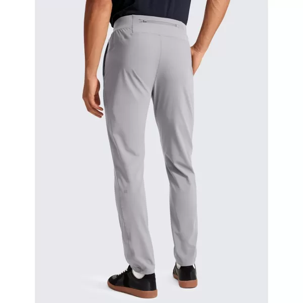 CRZ YOGA 4Way Stretch Athletic Pants for Men 30quot Workout Lounge Casual Work Jogger Pants with Zip PocketGull Gray