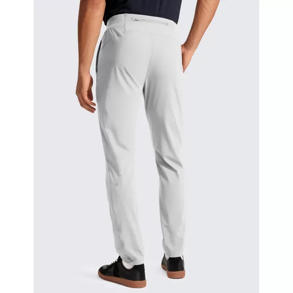 CRZ YOGA 4Way Stretch Athletic Pants for Men 30quot Workout Lounge Casual Work Jogger Pants with Zip PocketPlatinum Grey