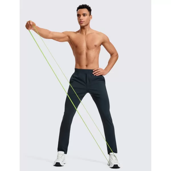 CRZ YOGA 4Way Stretch Athletic Pants for Men 30quot Workout Lounge Casual Work Jogger Pants with Zip PocketTrue Navy