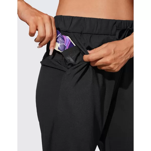 CRZ YOGA 4Way Stretch Workout Joggers for Women 28quot  Casual Travel Pants Lounge Athletic Joggers with PocketsBlack