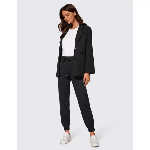 CRZ YOGA 4Way Stretch Workout Joggers for Women 28quot  Casual Travel Pants Lounge Athletic Joggers with PocketsBlack