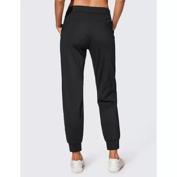 CRZ YOGA 4Way Stretch Workout Joggers for Women 28quot  Casual Travel Pants Lounge Athletic Joggers with PocketsBlack