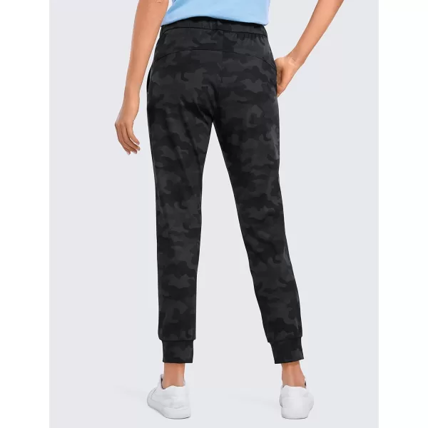 CRZ YOGA 4Way Stretch Workout Joggers for Women 28quot  Casual Travel Pants Lounge Athletic Joggers with PocketsDark Grey Camouflage