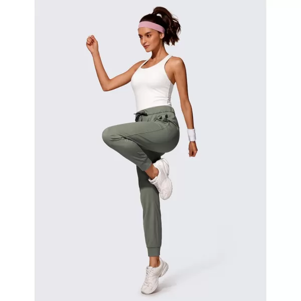 CRZ YOGA 4Way Stretch Workout Joggers for Women 28quot  Casual Travel Pants Lounge Athletic Joggers with PocketsGrey Sage