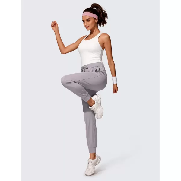 CRZ YOGA 4Way Stretch Workout Joggers for Women 28quot  Casual Travel Pants Lounge Athletic Joggers with PocketsGull Gray