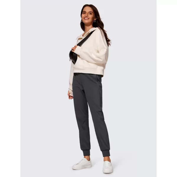 CRZ YOGA 4Way Stretch Workout Joggers for Women 28quot  Casual Travel Pants Lounge Athletic Joggers with PocketsInk Gray