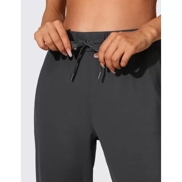 CRZ YOGA 4Way Stretch Workout Joggers for Women 28quot  Casual Travel Pants Lounge Athletic Joggers with PocketsInk Gray