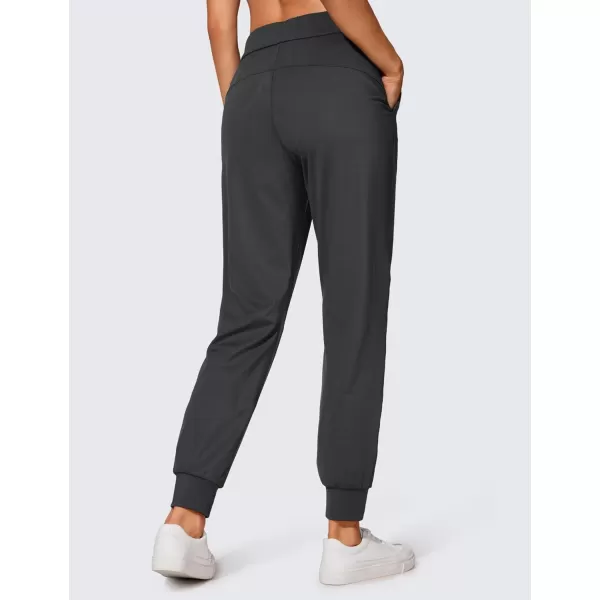 CRZ YOGA 4Way Stretch Workout Joggers for Women 28quot  Casual Travel Pants Lounge Athletic Joggers with PocketsInk Gray