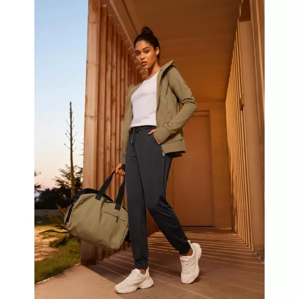 CRZ YOGA 4Way Stretch Workout Joggers for Women 28quot  Casual Travel Pants Lounge Athletic Joggers with PocketsInk Gray