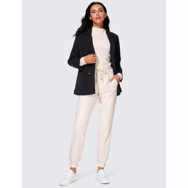CRZ YOGA 4Way Stretch Workout Joggers for Women 28quot  Casual Travel Pants Lounge Athletic Joggers with PocketsMilky White Bone