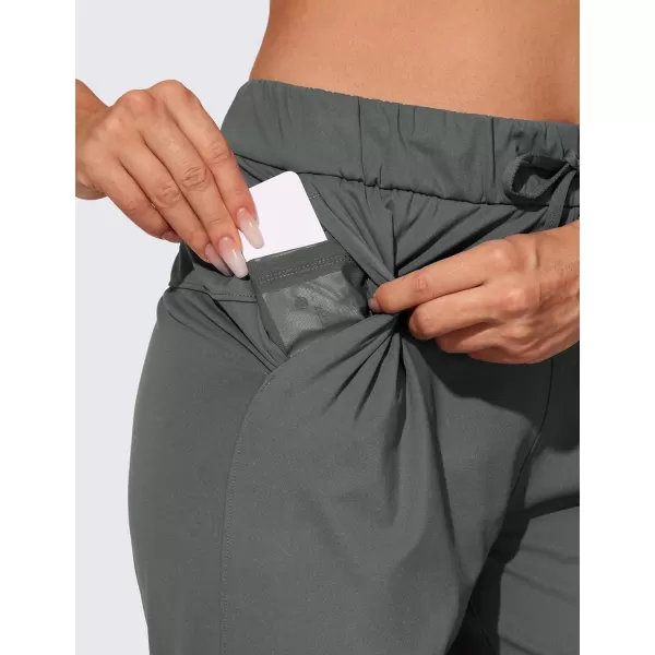 CRZ YOGA 4Way Stretch Workout Joggers for Women 28quot  Casual Travel Pants Lounge Athletic Joggers with PocketsMysterious Grey