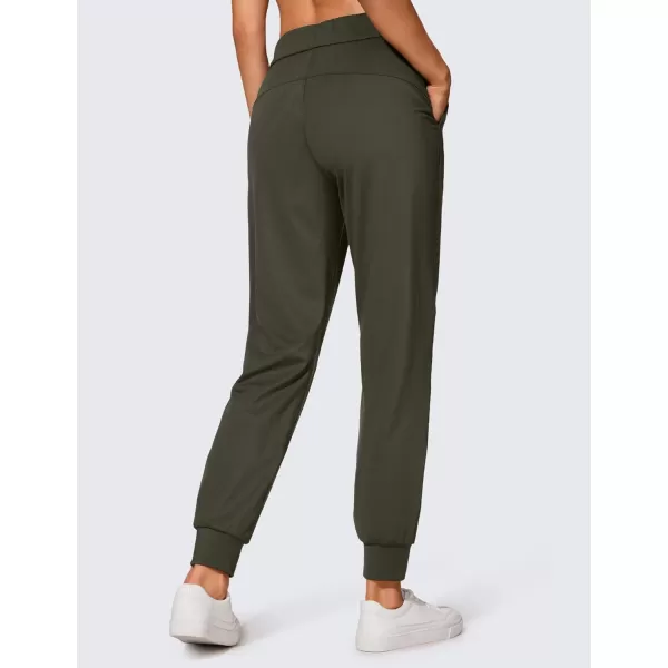 CRZ YOGA 4Way Stretch Workout Joggers for Women 28quot  Casual Travel Pants Lounge Athletic Joggers with PocketsOlive Green