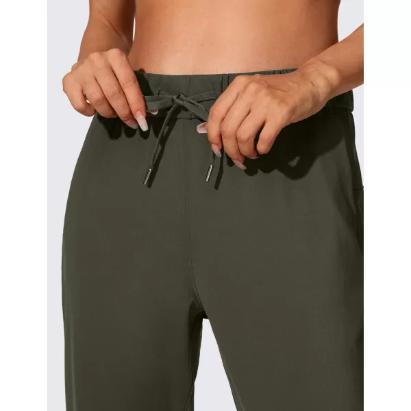 CRZ YOGA 4Way Stretch Workout Joggers for Women 28quot  Casual Travel Pants Lounge Athletic Joggers with PocketsOlive Green