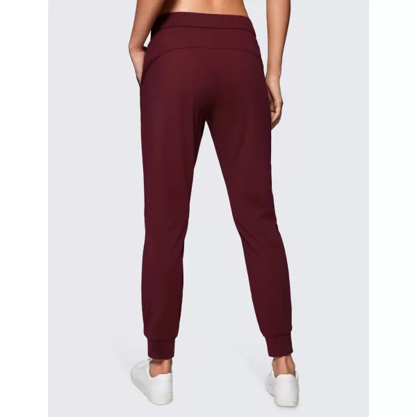 CRZ YOGA 4Way Stretch Workout Joggers for Women 28quot  Casual Travel Pants Lounge Athletic Joggers with PocketsRed Merlot