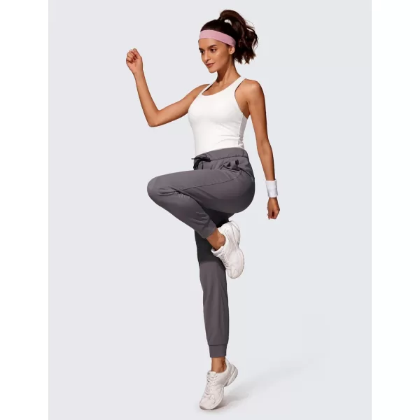 CRZ YOGA 4Way Stretch Workout Joggers for Women 28quot  Casual Travel Pants Lounge Athletic Joggers with PocketsTornado Grey