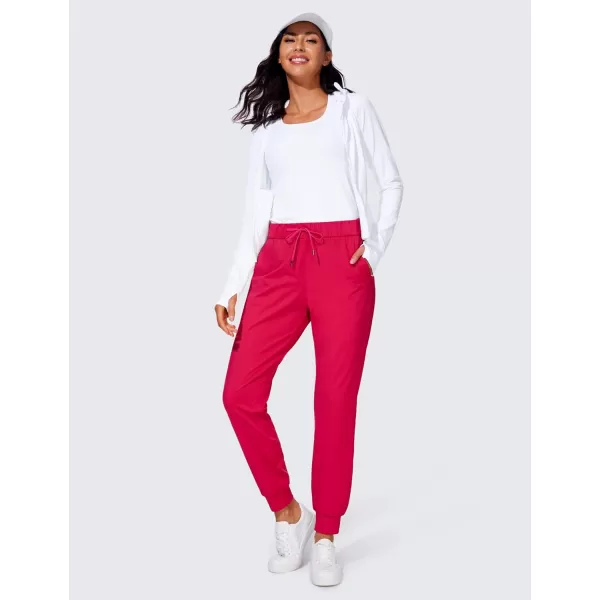 CRZ YOGA 4Way Stretch Workout Joggers for Women 28quot  Casual Travel Pants Lounge Athletic Joggers with PocketsViva Magenta