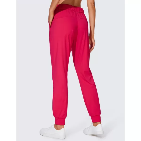 CRZ YOGA 4Way Stretch Workout Joggers for Women 28quot  Casual Travel Pants Lounge Athletic Joggers with PocketsViva Magenta