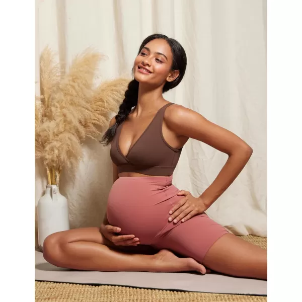 CRZ YOGA Butterluxe Maternity Nursing Bras for Women Crossover Wireless Sleep Breastfeeding Lounge Pregnancy Bra ComfortableCoffee Brown