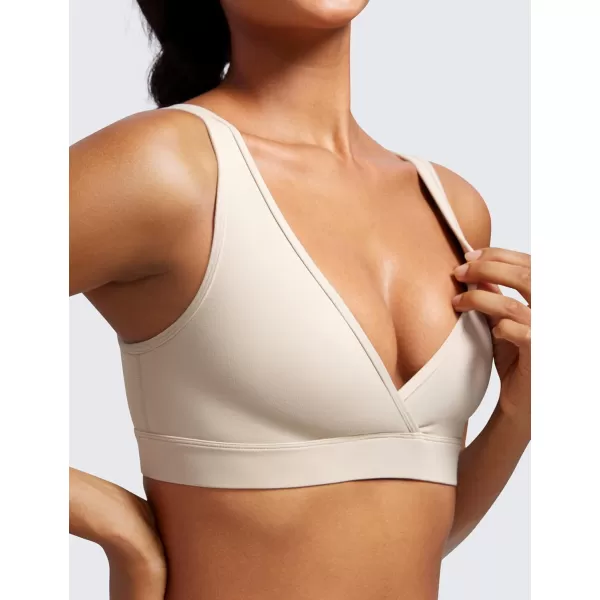 CRZ YOGA Butterluxe Maternity Nursing Bras for Women Crossover Wireless Sleep Breastfeeding Lounge Pregnancy Bra ComfortableMojave Tan