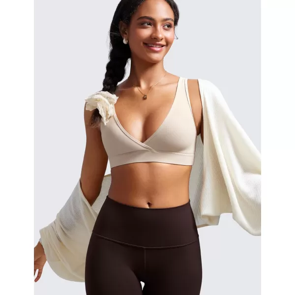 CRZ YOGA Butterluxe Maternity Nursing Bras for Women Crossover Wireless Sleep Breastfeeding Lounge Pregnancy Bra ComfortableMojave Tan