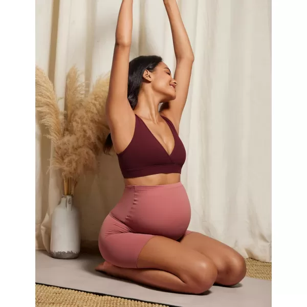 CRZ YOGA Butterluxe Maternity Nursing Bras for Women Crossover Wireless Sleep Breastfeeding Lounge Pregnancy Bra ComfortableRed Merlot
