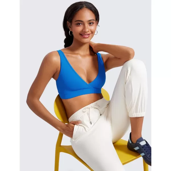 CRZ YOGA Butterluxe Maternity Nursing Bras for Women Crossover Wireless Sleep Breastfeeding Lounge Pregnancy Bra ComfortableSparkle Blue
