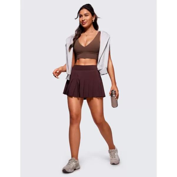 CRZ YOGA Butterluxe Womens VNeck Longline Sports Bra  U Back Wireless Yoga Bra Low Impact Padded Crop TopCoffee Brown