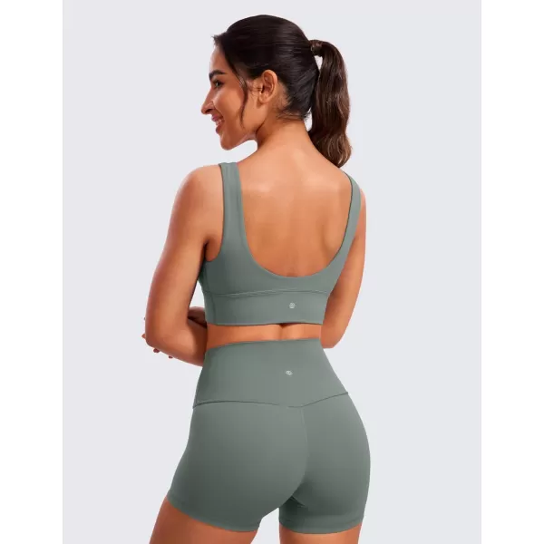 CRZ YOGA Butterluxe Womens VNeck Longline Sports Bra  U Back Wireless Yoga Bra Low Impact Padded Crop TopGrey Sage