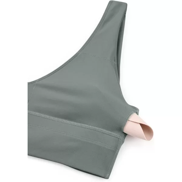 CRZ YOGA Butterluxe Womens VNeck Longline Sports Bra  U Back Wireless Yoga Bra Low Impact Padded Crop TopGrey Sage