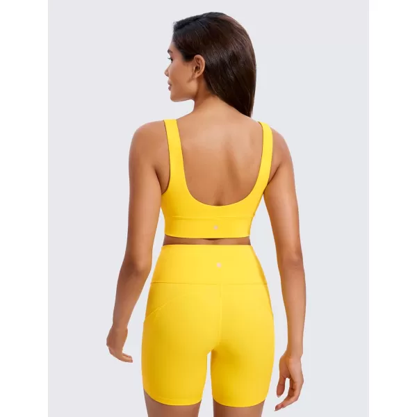 CRZ YOGA Butterluxe Womens VNeck Longline Sports Bra  U Back Wireless Yoga Bra Low Impact Padded Crop TopHigh Visibility Yellow