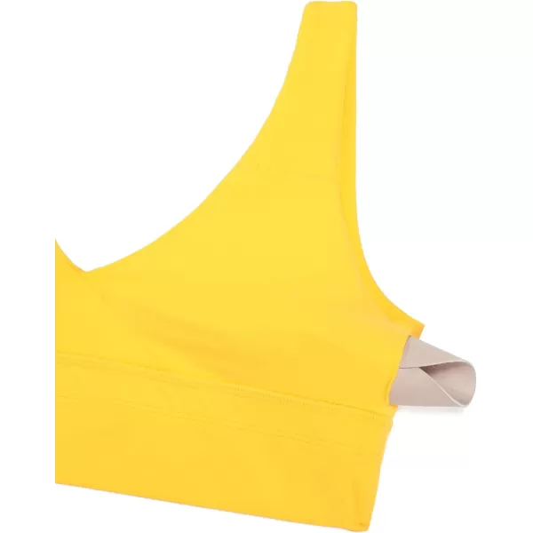CRZ YOGA Butterluxe Womens VNeck Longline Sports Bra  U Back Wireless Yoga Bra Low Impact Padded Crop TopHigh Visibility Yellow