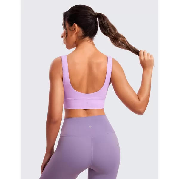 CRZ YOGA Butterluxe Womens VNeck Longline Sports Bra  U Back Wireless Yoga Bra Low Impact Padded Crop TopLilac