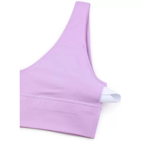 CRZ YOGA Butterluxe Womens VNeck Longline Sports Bra  U Back Wireless Yoga Bra Low Impact Padded Crop TopLilac