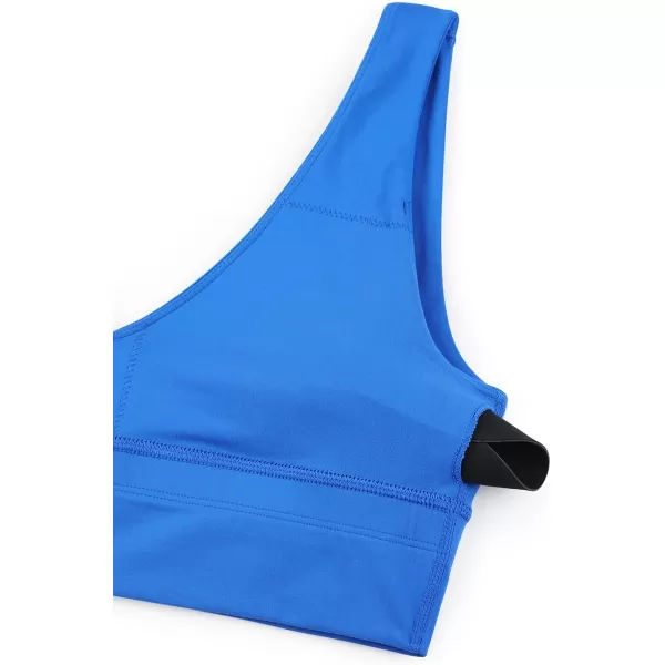 CRZ YOGA Butterluxe Womens VNeck Longline Sports Bra  U Back Wireless Yoga Bra Low Impact Padded Crop TopSparkle Blue