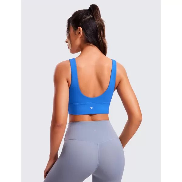 CRZ YOGA Butterluxe Womens VNeck Longline Sports Bra  U Back Wireless Yoga Bra Low Impact Padded Crop TopSparkle Blue