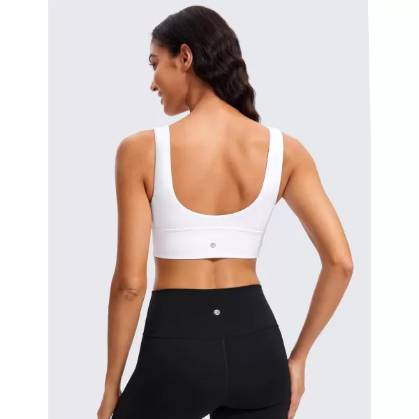 CRZ YOGA Butterluxe Womens VNeck Longline Sports Bra  U Back Wireless Yoga Bra Low Impact Padded Crop TopWhite