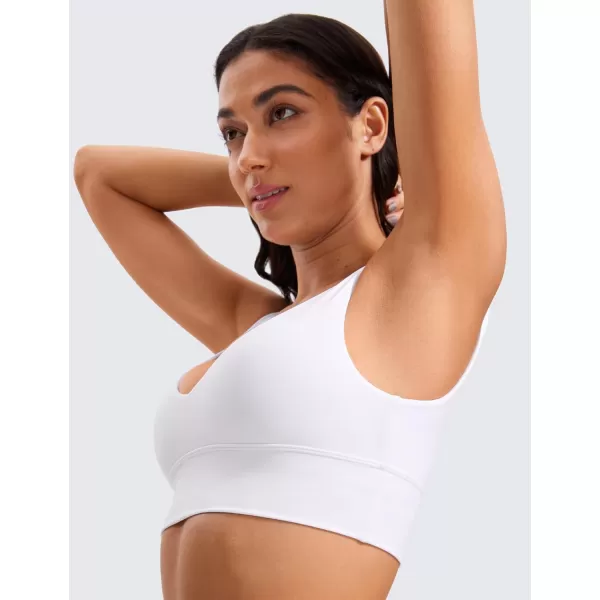 CRZ YOGA Butterluxe Womens VNeck Longline Sports Bra  U Back Wireless Yoga Bra Low Impact Padded Crop TopWhite