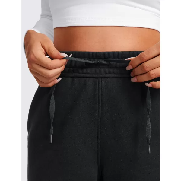 CRZ YOGA Cotton Fleece Lined Sweatpants Women 30quot Straight Leg Casual Lounge Sweat Pants for WomenBlack